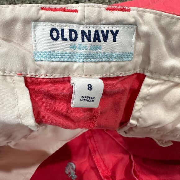 Old Navy Women Shorts Size 8 Pink Anchor Embroidered Preppy Casual 4.5" Inseam - Picture 3 of 8